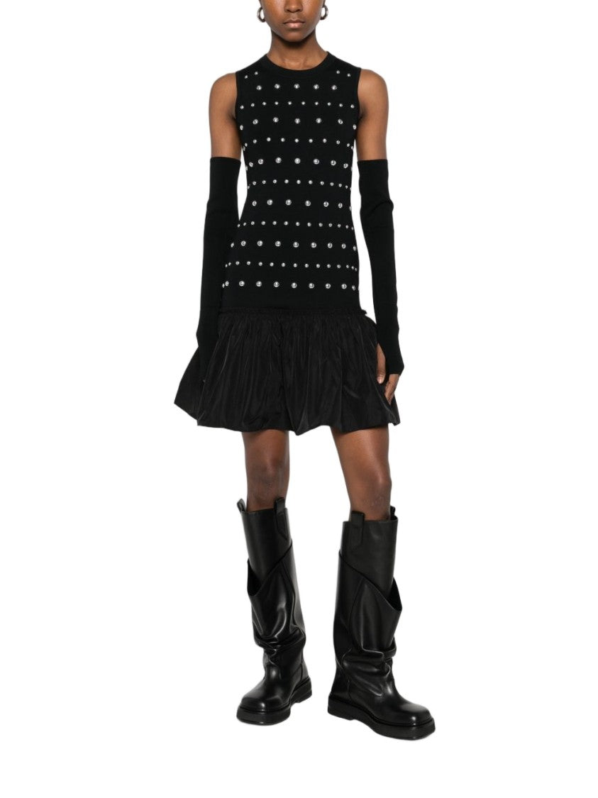 Liu Jo Sleeveless Black Mini Dress With Silver Studs