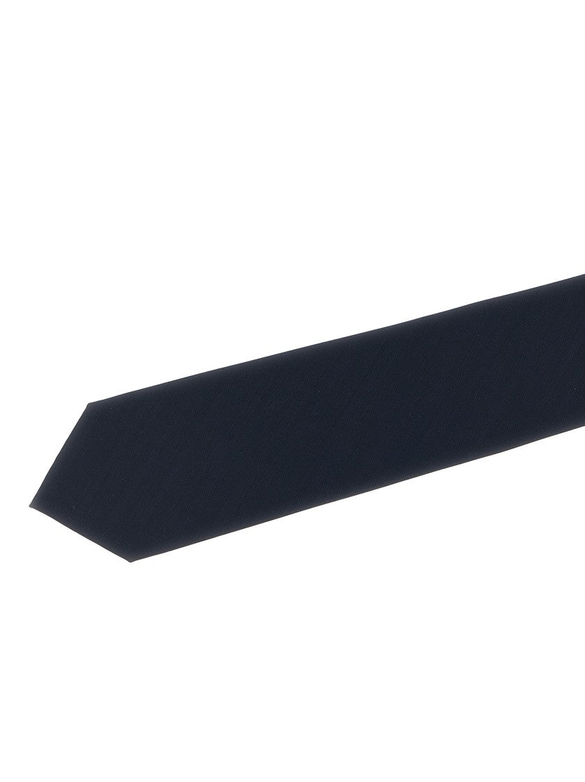 Brioni Deep Navy Silk Satin Tie With Classic Pointed Tip