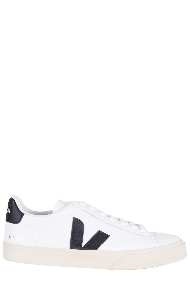 Veja White Campo Leather Inserts Leather Sneakers