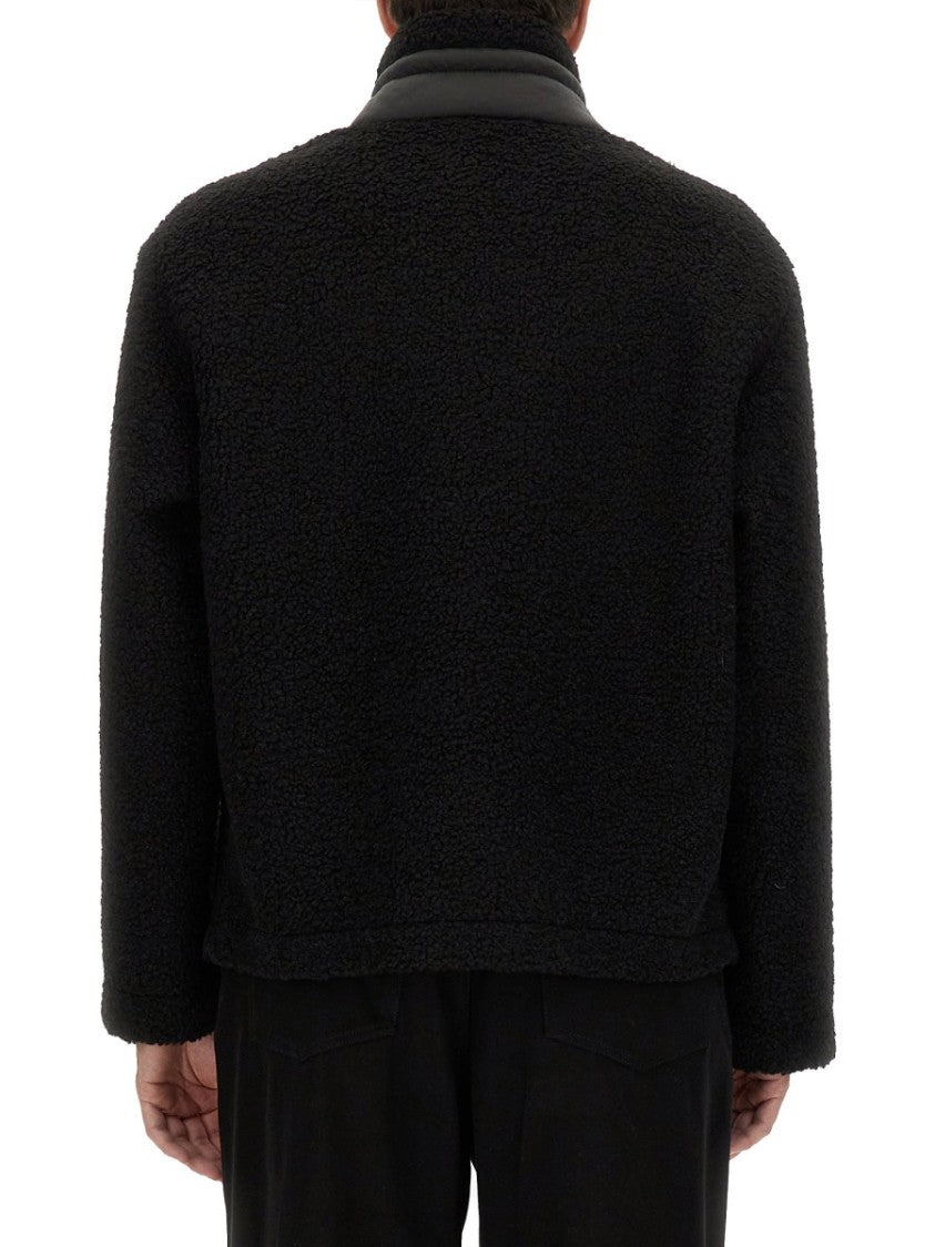 Moschino Textured Black Jacket With Zip Closure