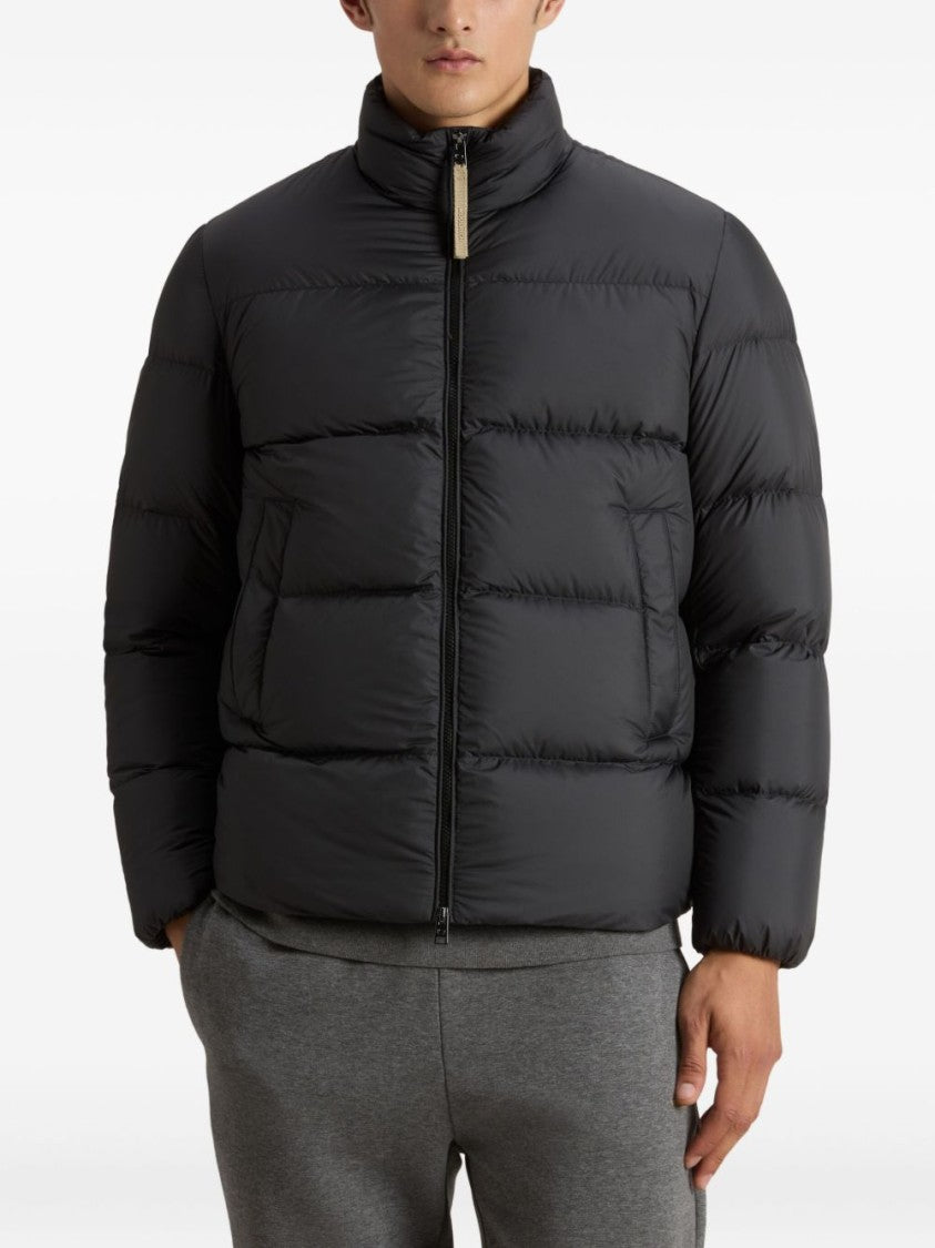 Woolrich Quilted Black Puffer Jacket With High Collar