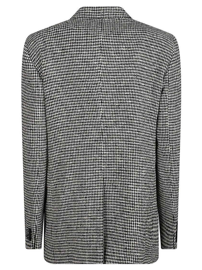 Tagliatore Double-Breasted Houndstooth Blazer With Tailored Silhouette