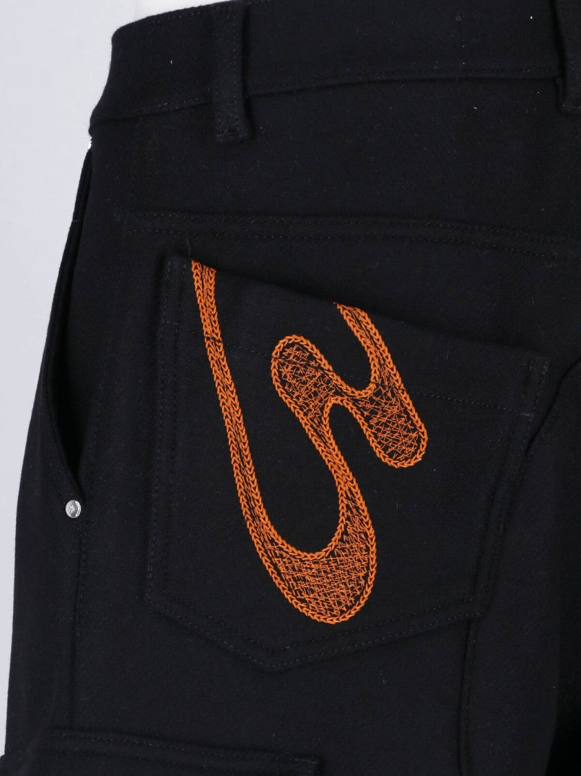 Pdf Black Embroidered Cargo Cotton Shorts