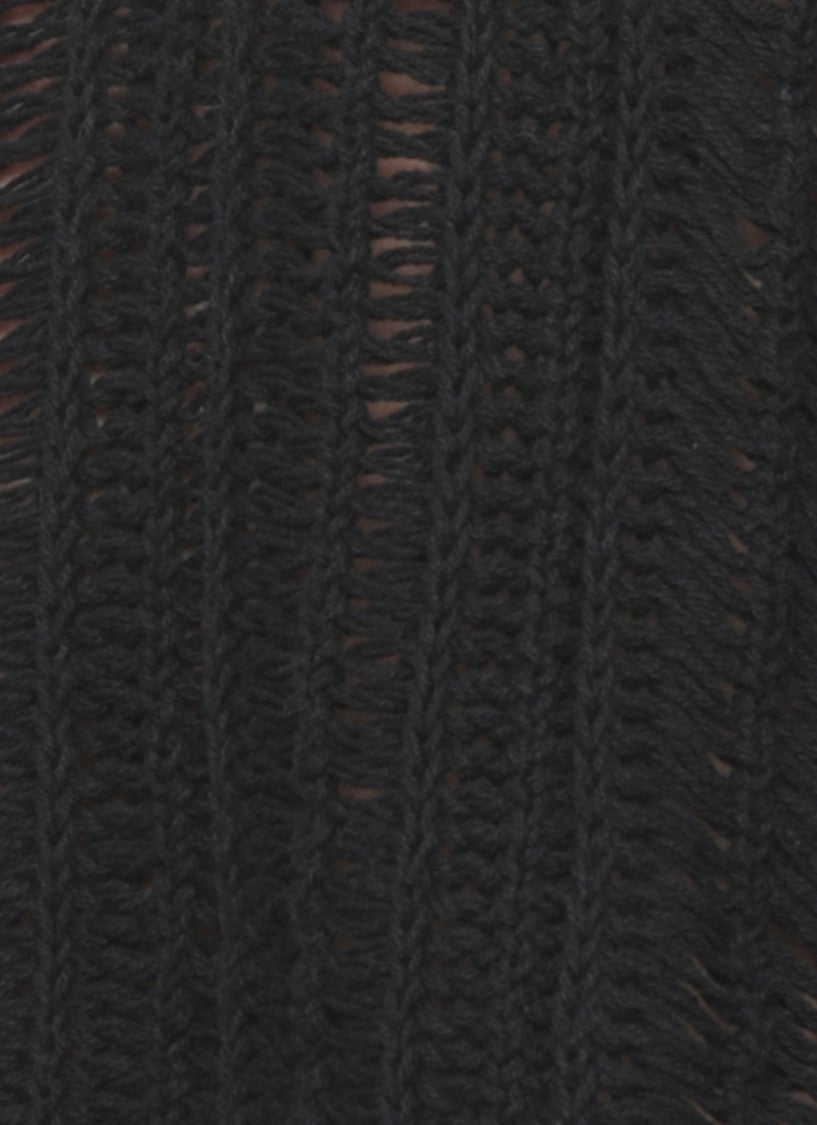Sanctamuerte Black Wide Neck Cotton Sweater