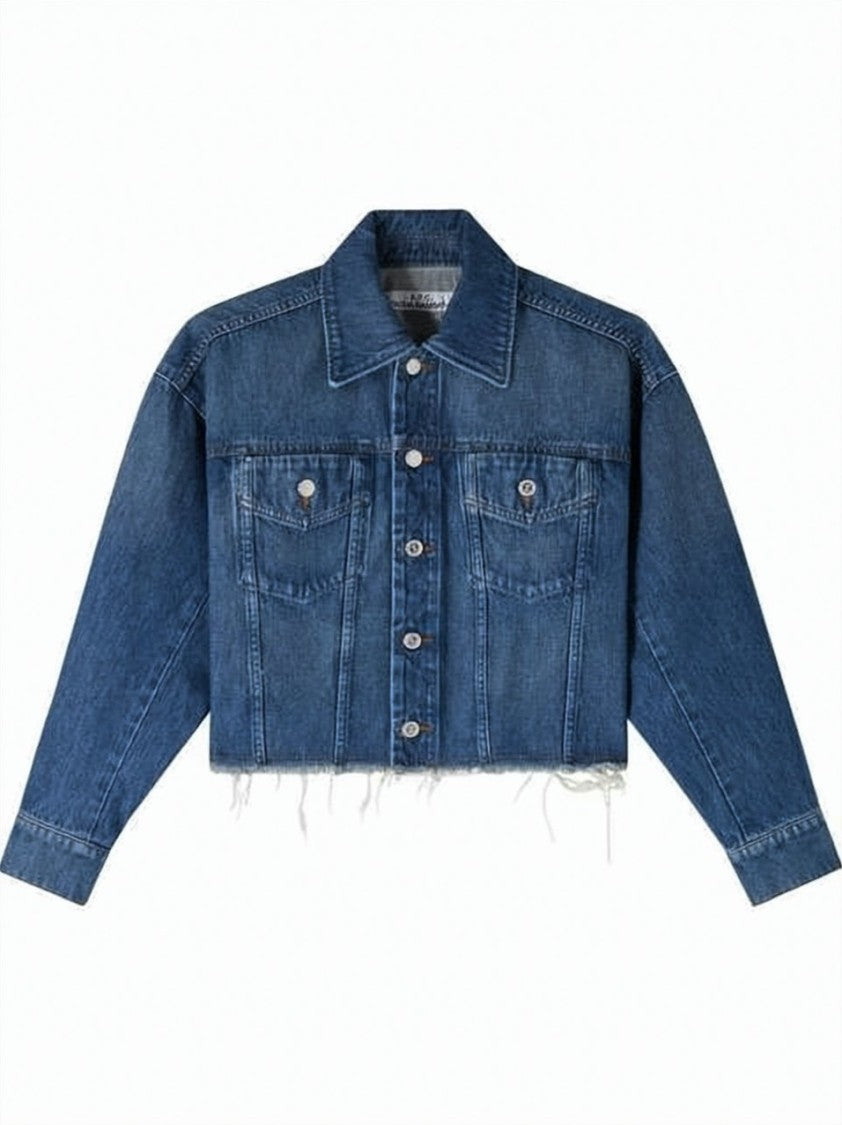 A.P.C. Cropped Denim Jacket With Classic Collar