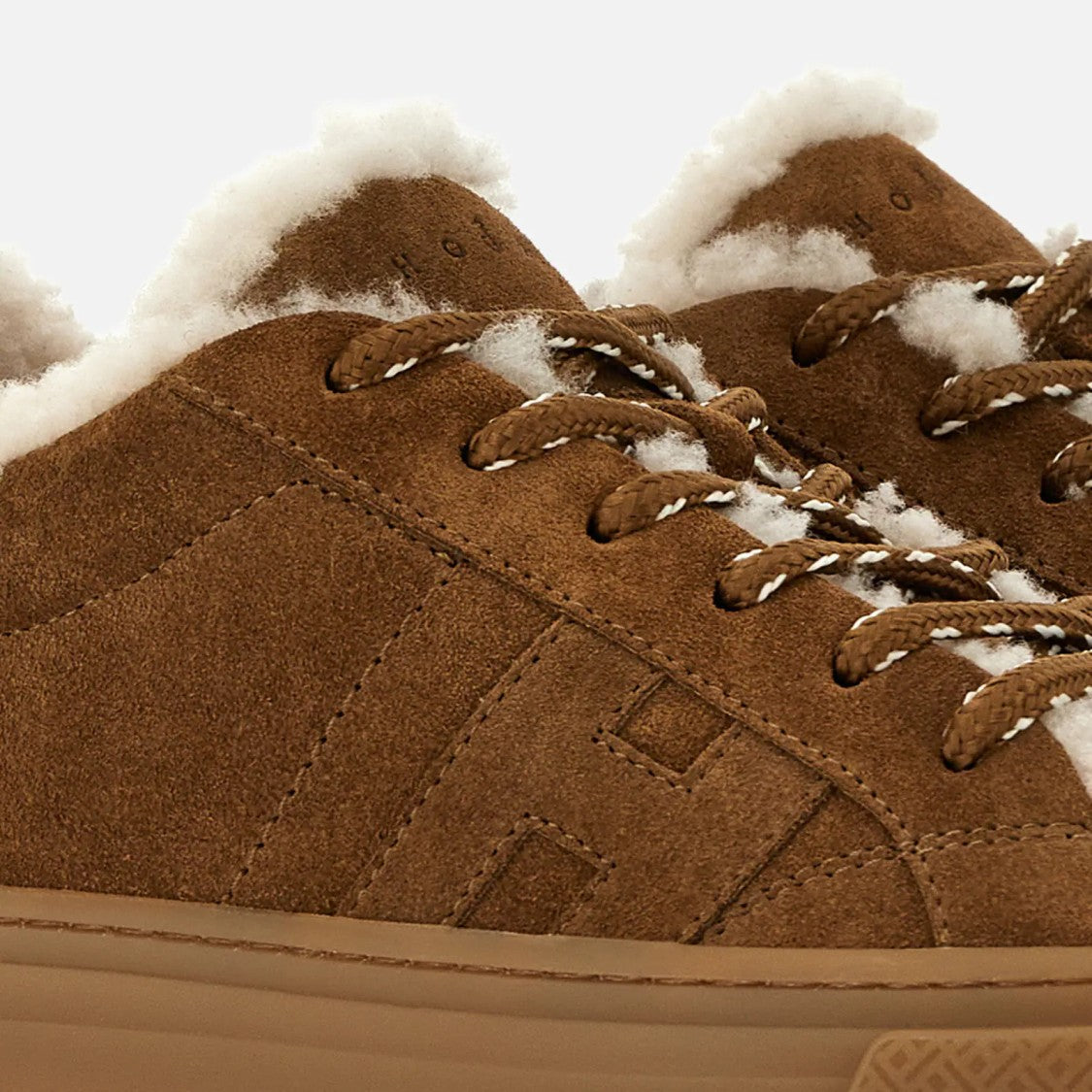 Hogan Light Brown H705 Allacciato H Calfskin Lambskin Sneakers
