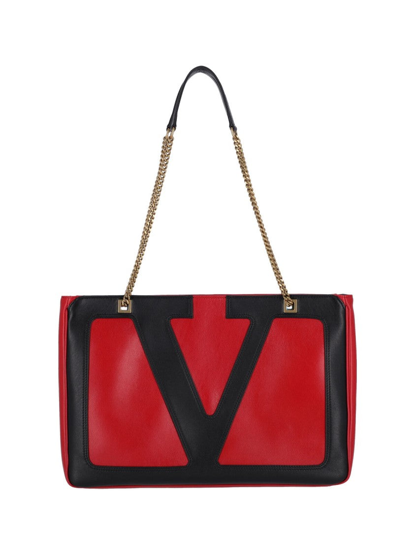 Valentino Garavani Structured Red Shoulder Bag With Iconic Logo
