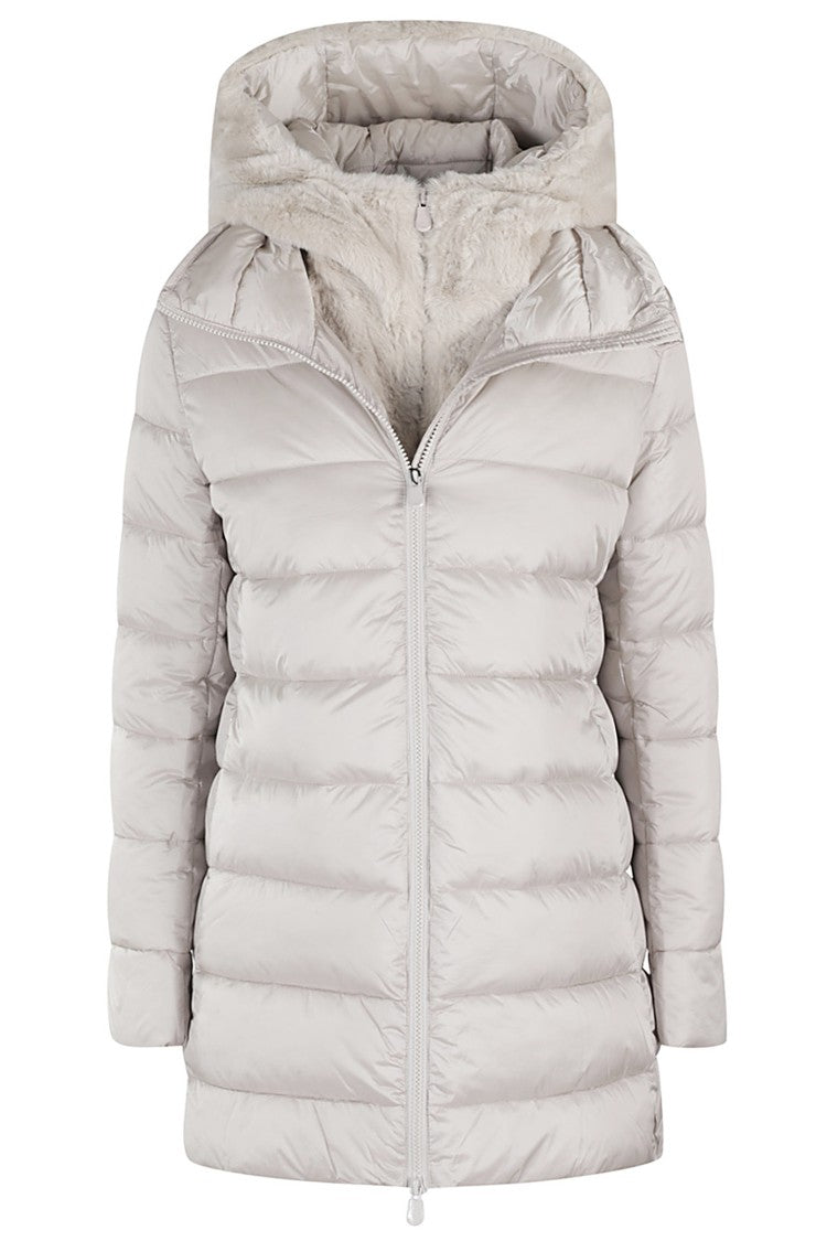 Save The Duck Beige Jade High-Collar Down Jacket