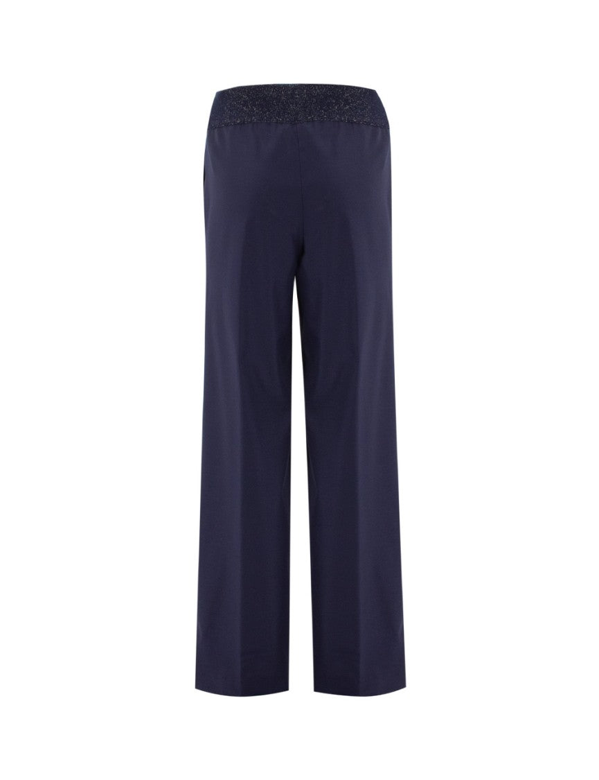 Panicale Navy Blue Wool Blend Trousers
