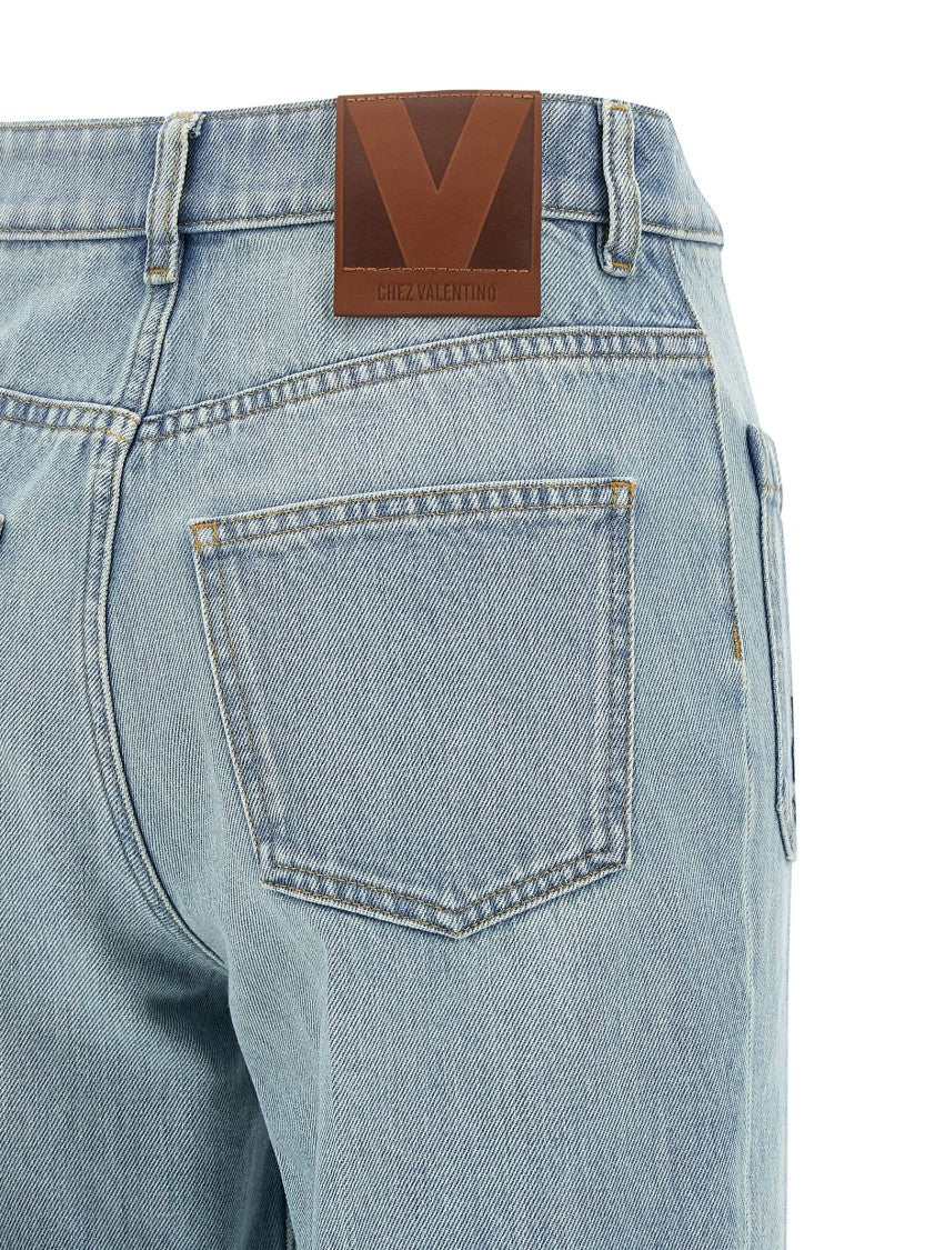 Valentino Garavani Stone-Washed Denim Jeans With High Waist