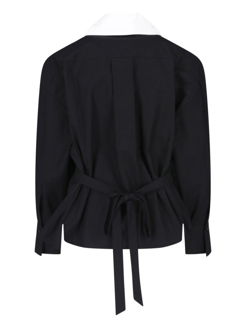 The Attico Black Shirt With White Pointed Collar