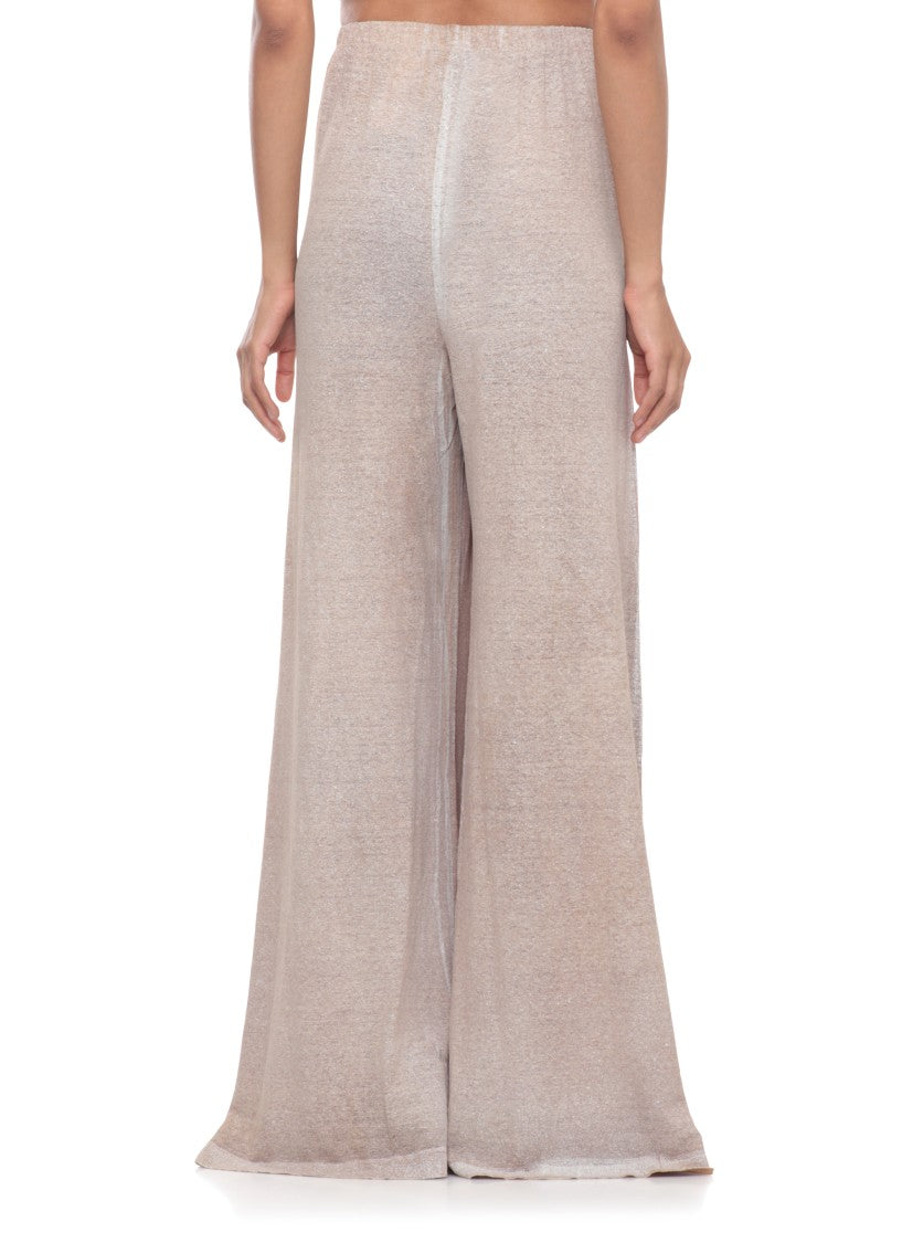 Avant Toi Beige Drawstring Waist Linen Wide-Leg Pants
