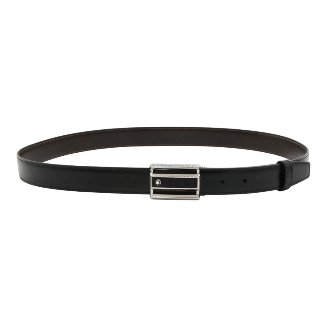 Montblanc Smooth Leather Belt With Rectangular Silver-Tone Buckle
