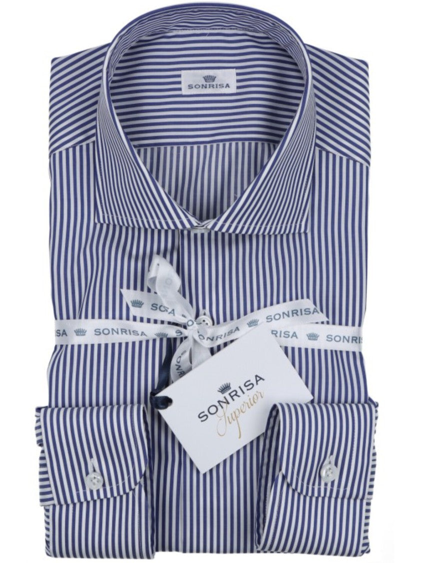Sonrisa Blue Striped Cotton Casual Shirt