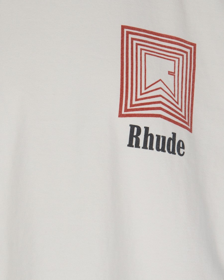 Rhude T-Shirt Chevron Logo Repeat Tee Vintage White