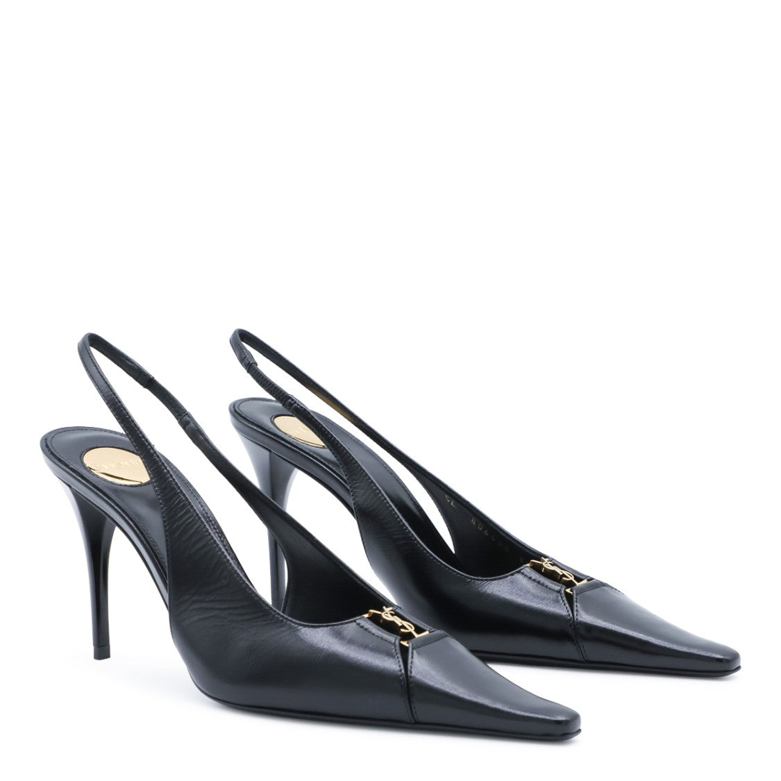 Saint Laurent Black Babylone Leather Slingback Pumps