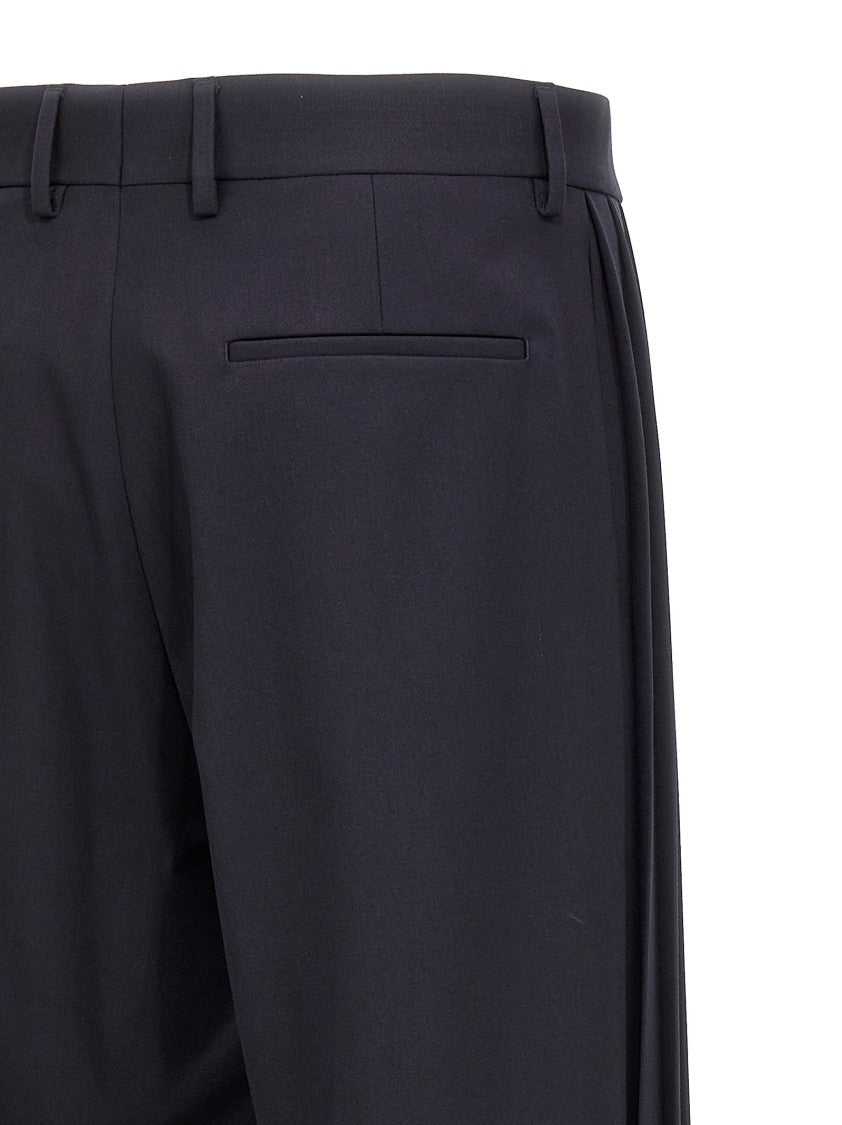 Fendi Wool Crêpe Blend Pants With Tailored Silhouette And Side Pleats
