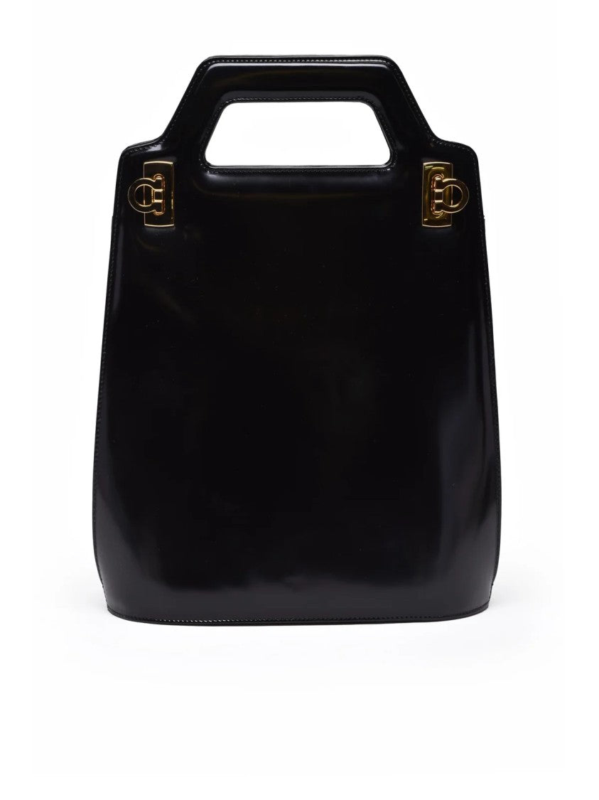 Ferragamo Wanda Hand Bag Leather - Black