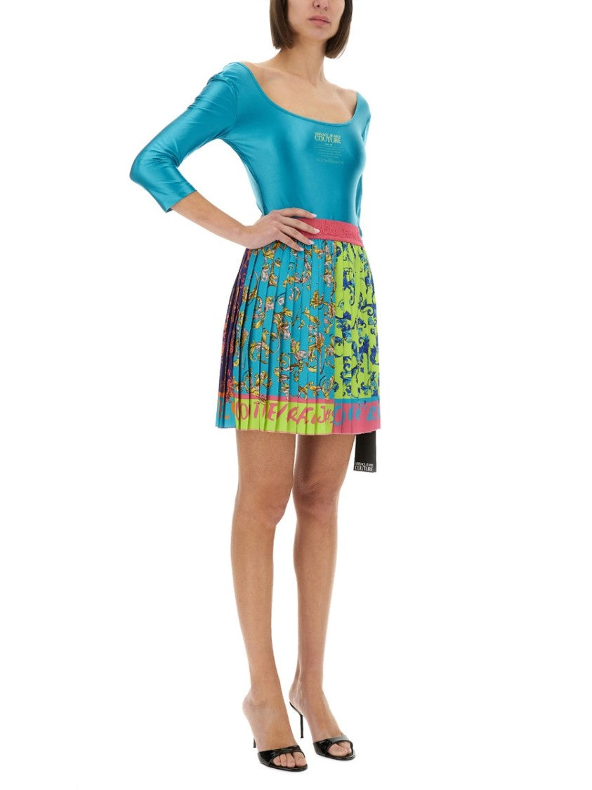 Versace Jeans Couture Outline Baroque Mini Pleated Skirt