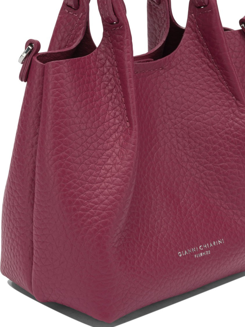 Gianni Chiarini Textured Fuchsia Leather Shoulder Bag With Knot Details