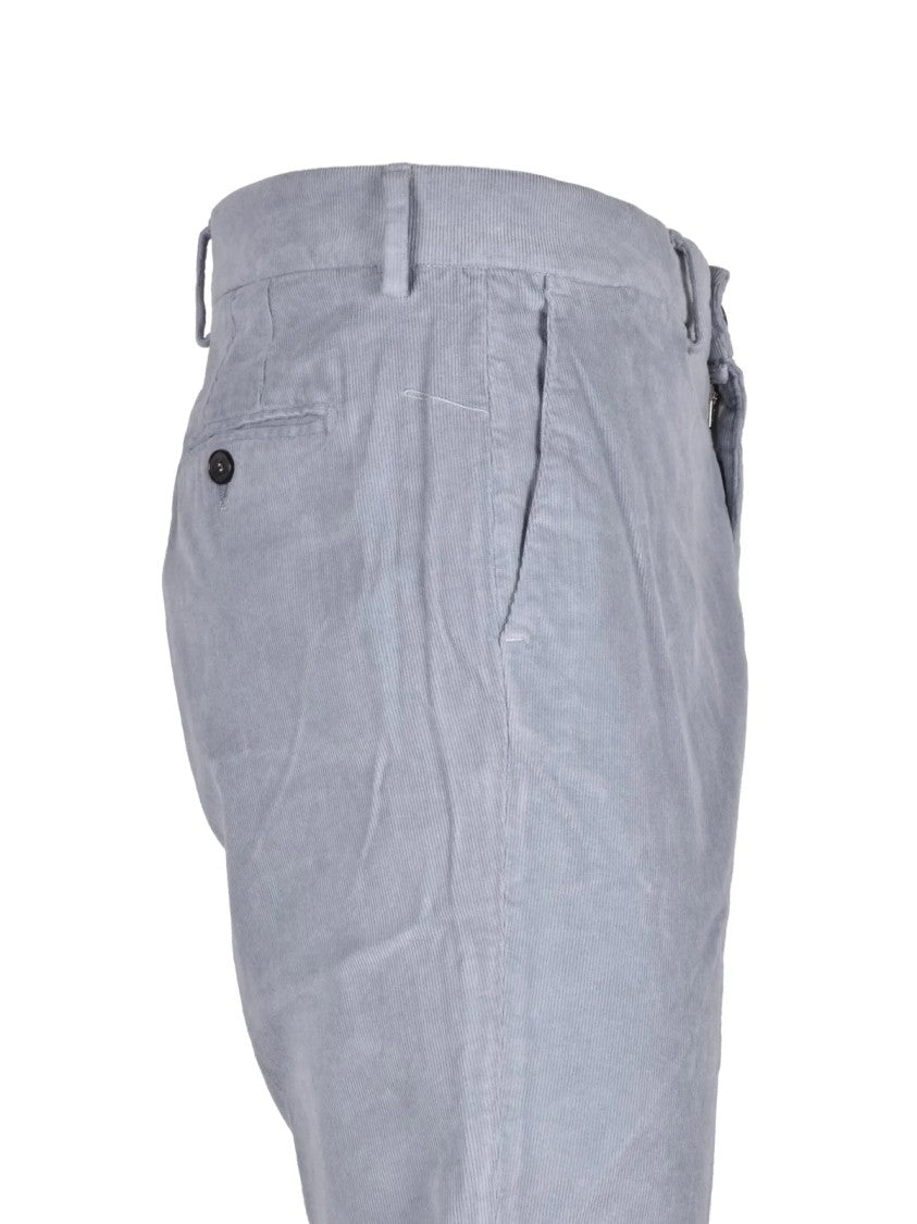 Cruna Light Grey Stretch Cotton-Blend Corduroy Straight-Leg Pants