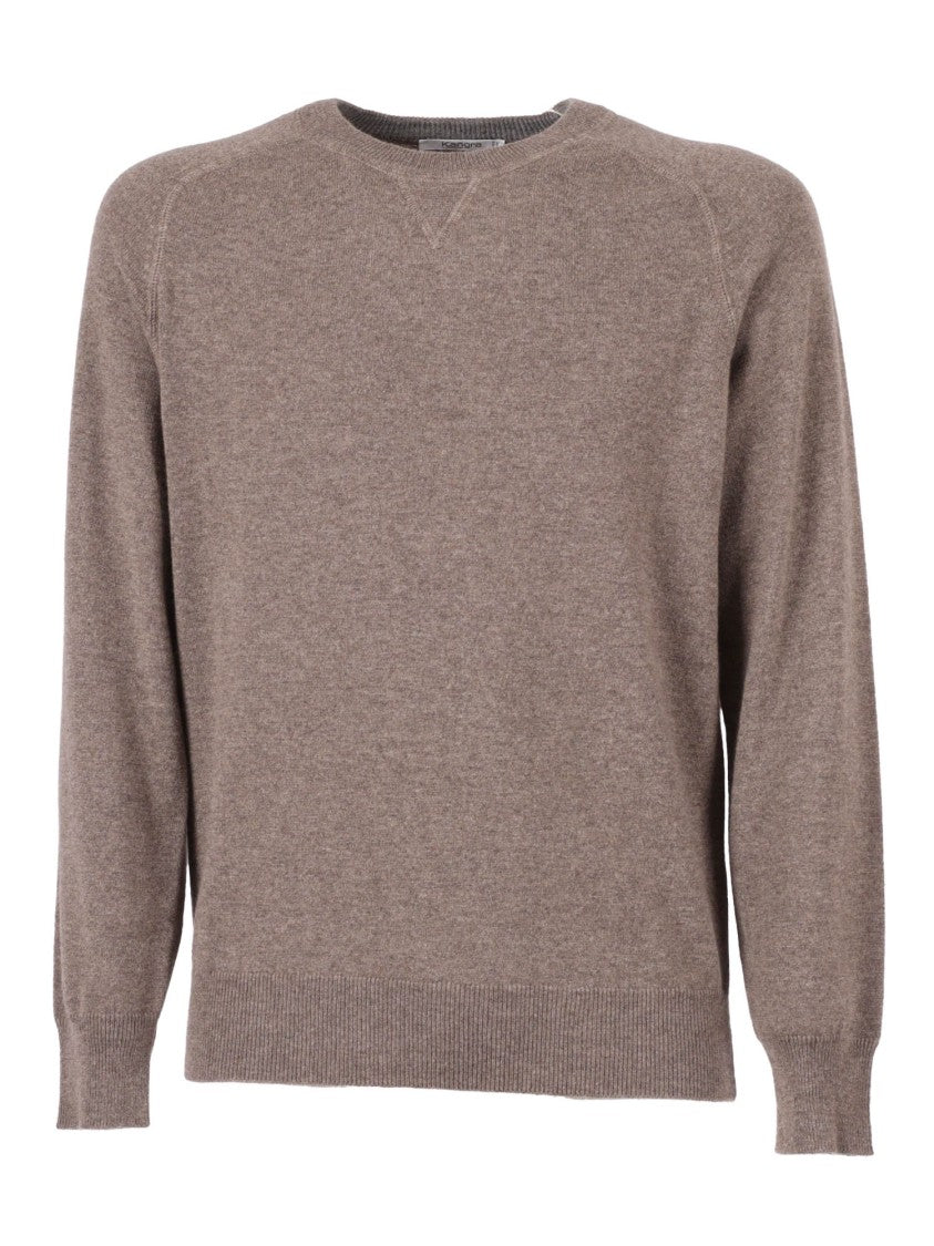 Kangra Cashmere Cashmere Knit Crewneck Sweater With Triangular Detail