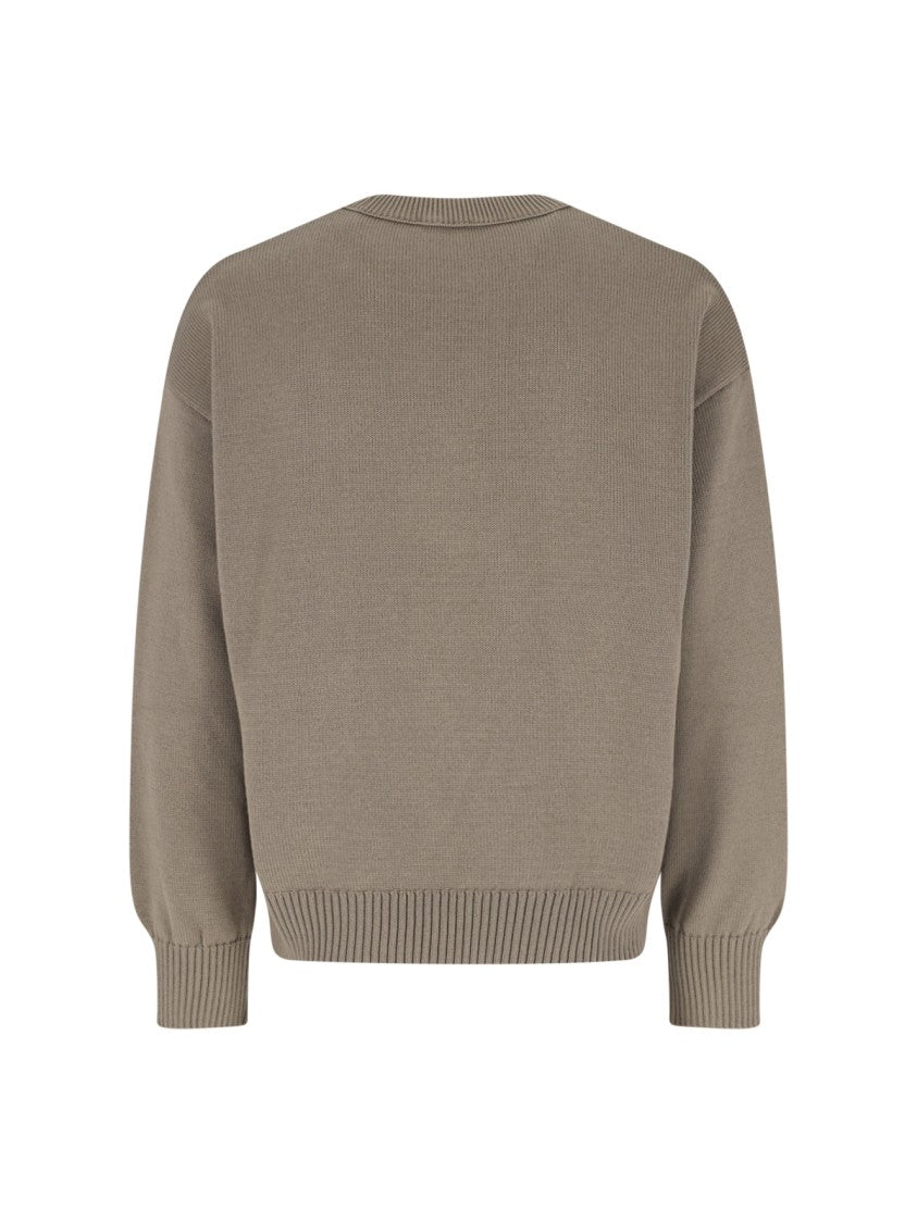 Ami Paris Beige Ami De Coeur Cotton Sweater