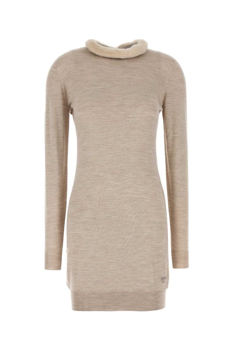 Fendi Cappuccino Wool Blend Mini Dress