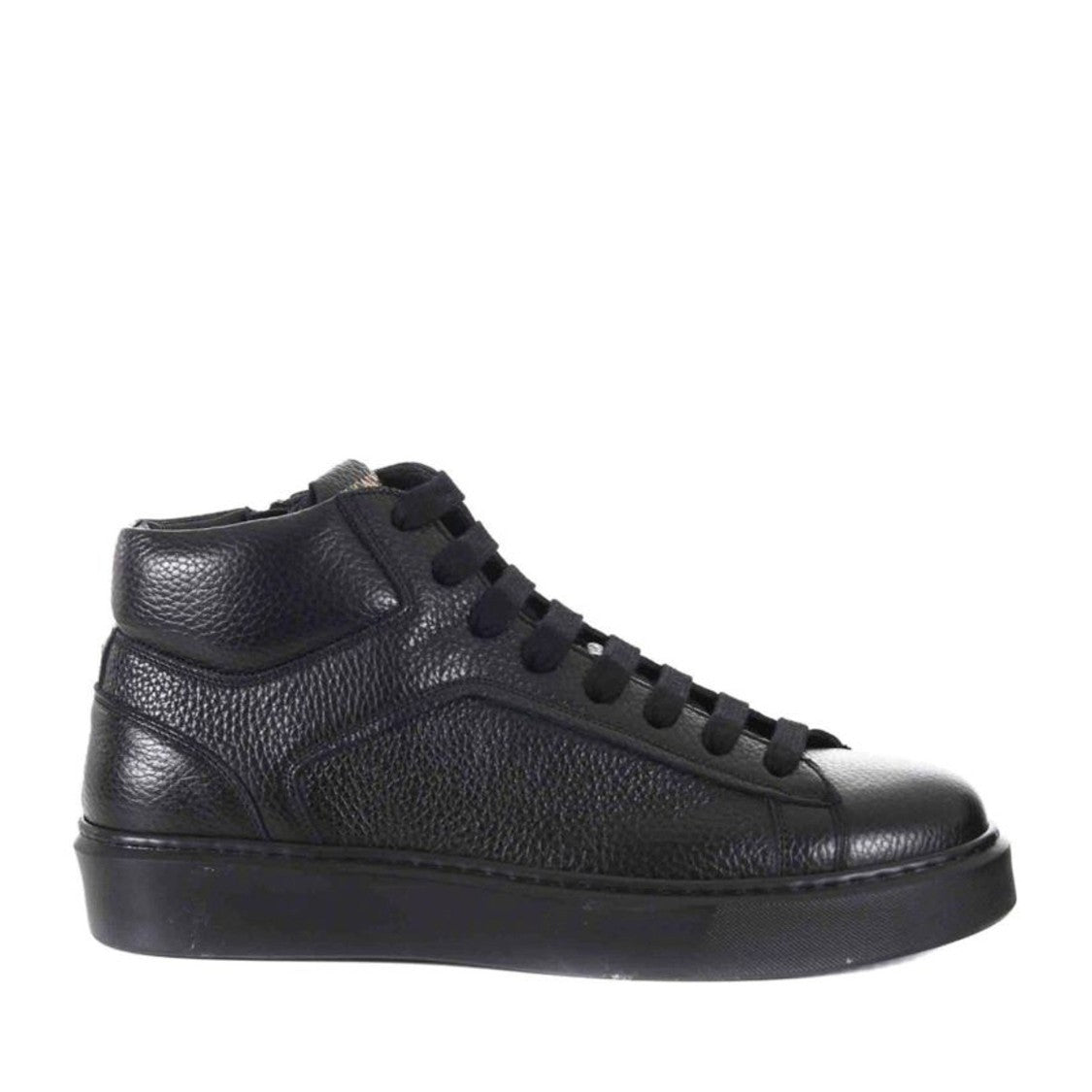 Doucal's Black High-Top Textured Leather Sneakers