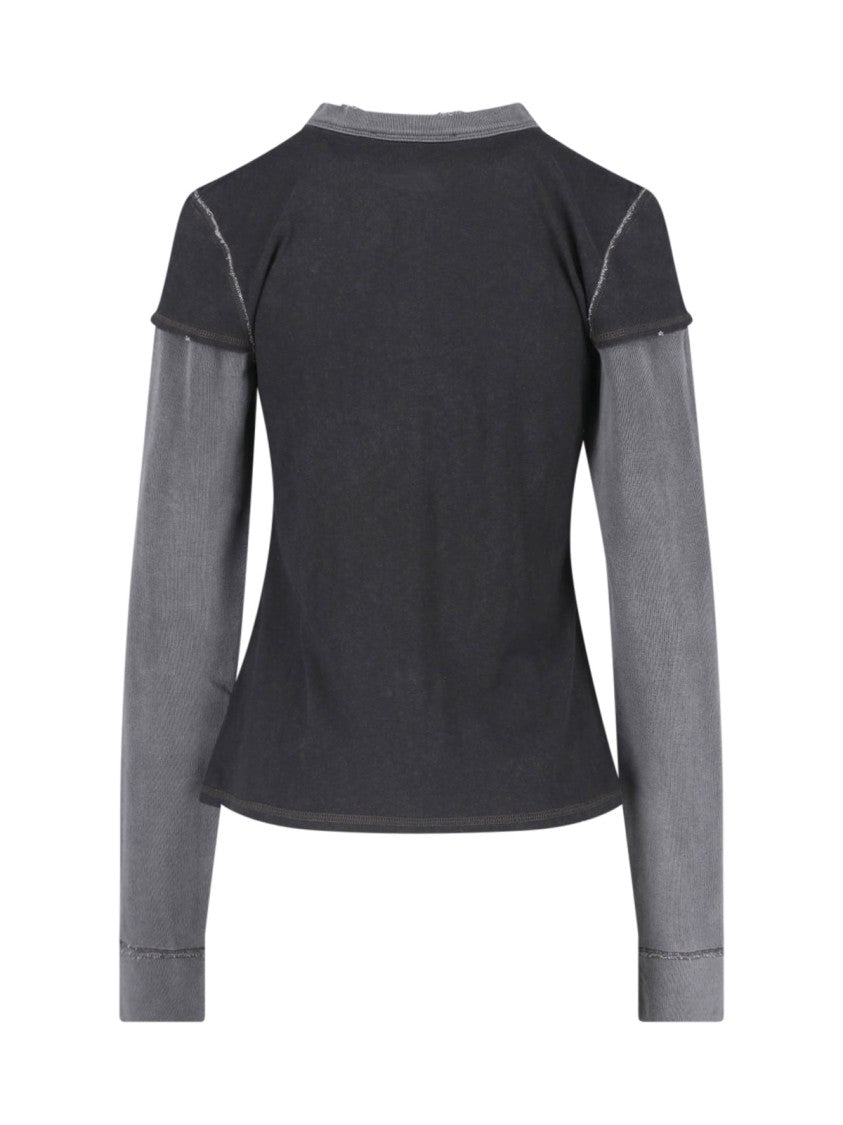 Our Legacy Layered Black Short-Sleeve Top With Long Grey Underlayer