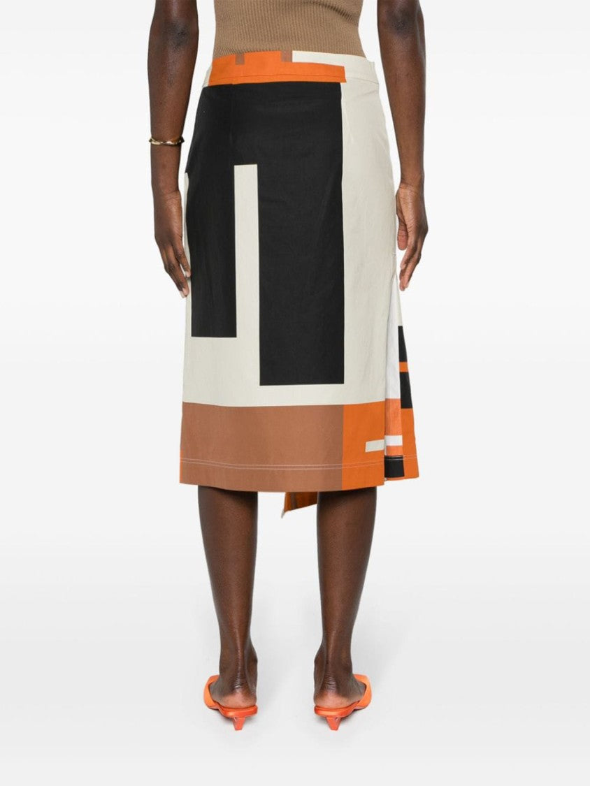 Fendi Knee-Length Asymmetrical Geometric Skirt