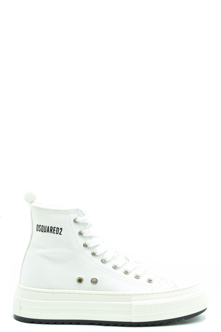 Dsquared2 White Fabric Lace-Up Sneakers