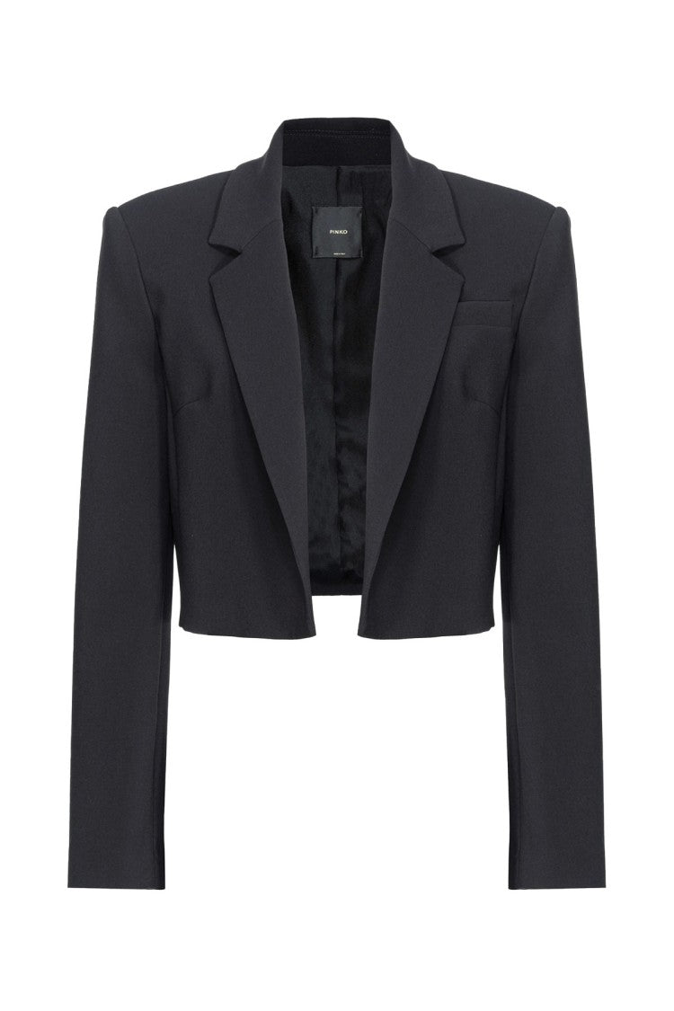 Pinko Black Polyester-Blend Lapel Collar Blazer