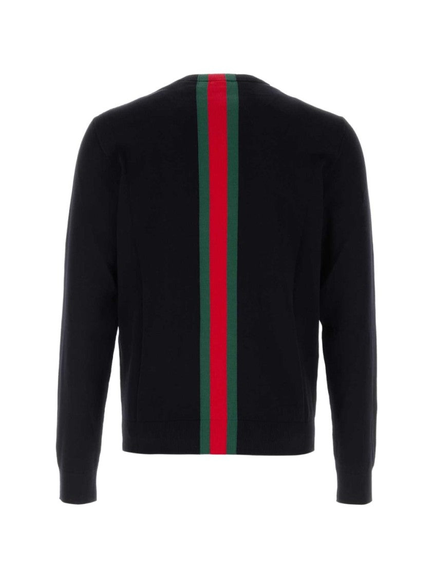 Gucci Black Vertical Stripe Long-Sleeve Cotton Top