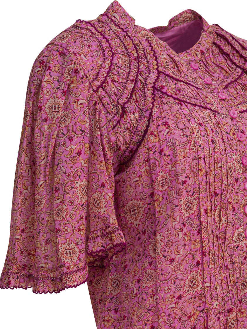 Isabel Marant Étoile Ruffled Collar Pink Floral Dress