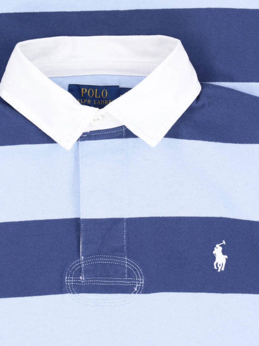 Polo Ralph Lauren Blue Striped Rugby Cotton Polo Shirt