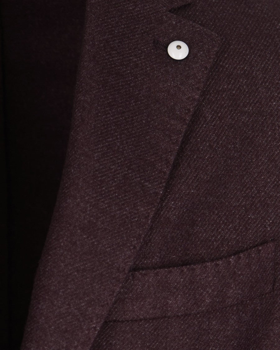 L.B.M. 1911 Single-Breasted Burgundy Blazer With Cashmere Blend And Pocket Details