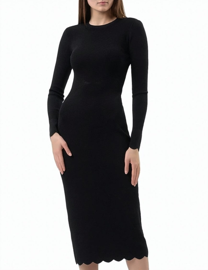 Twin-Set Viscose-Blend Scalloped Punched Longuette Dress
