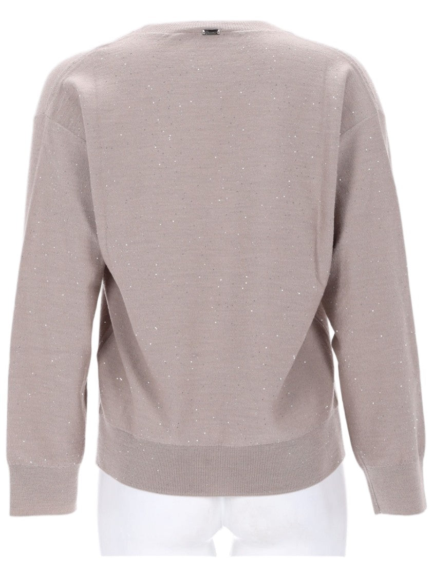 Herno V-Neck Knit Sweater With Subtle Speckled Pattern