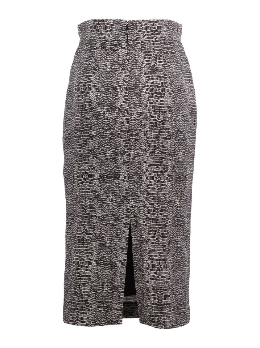 Elisabetta Franchi Reptilian Pattern Gold Chain Pencil Skirt