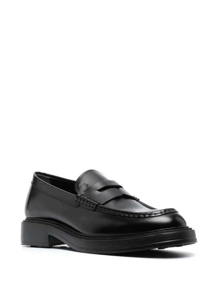 Tod's Black Leather Moccasin Leather Loafers