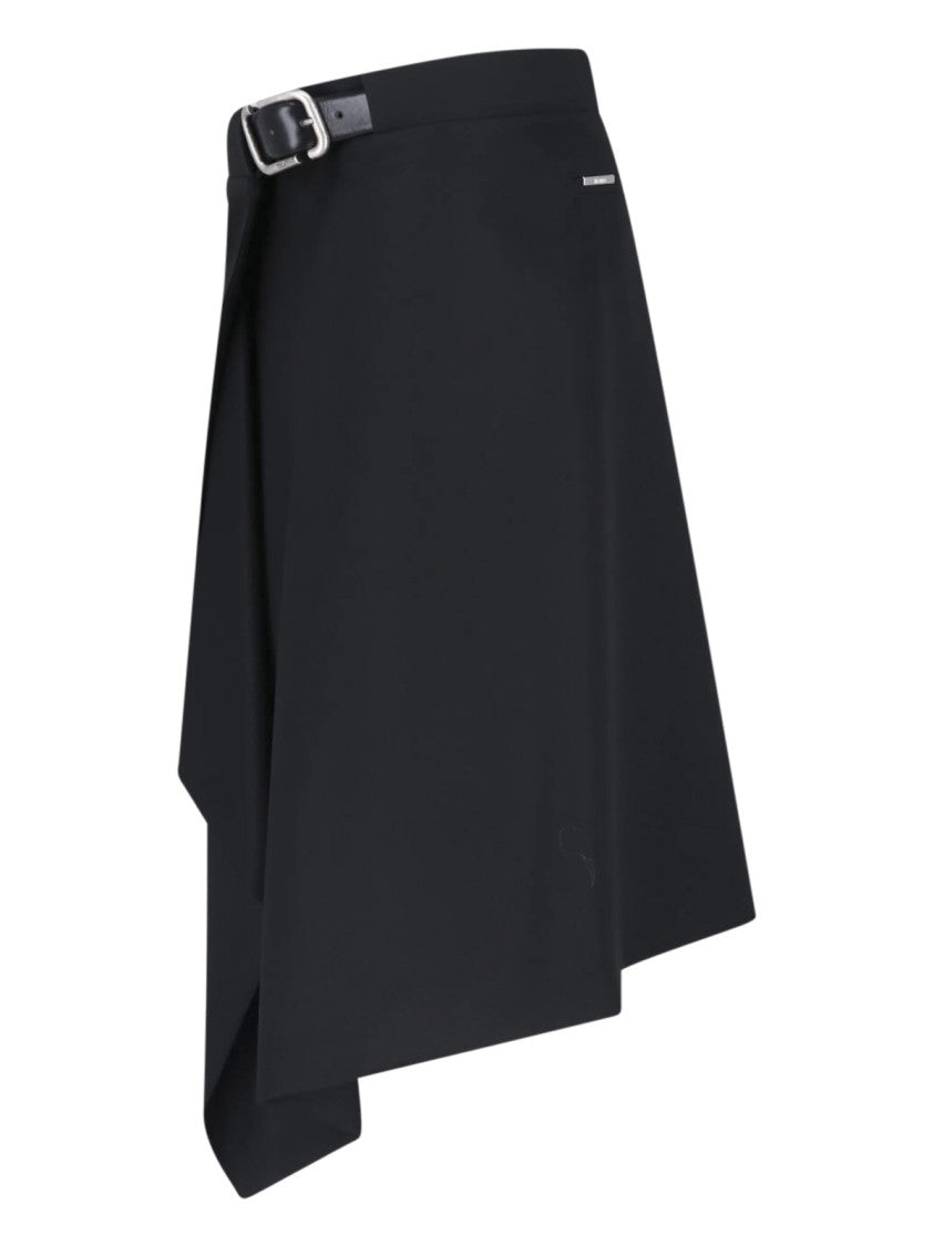 The Attico Asymmetrical Layered Skirt With Belt And Metal Accents
