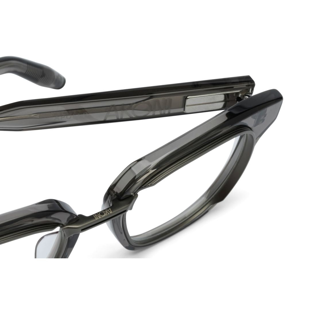 Akoni Apollo Square Frame Optical Glasses With Translucent Smoky Grey Finish