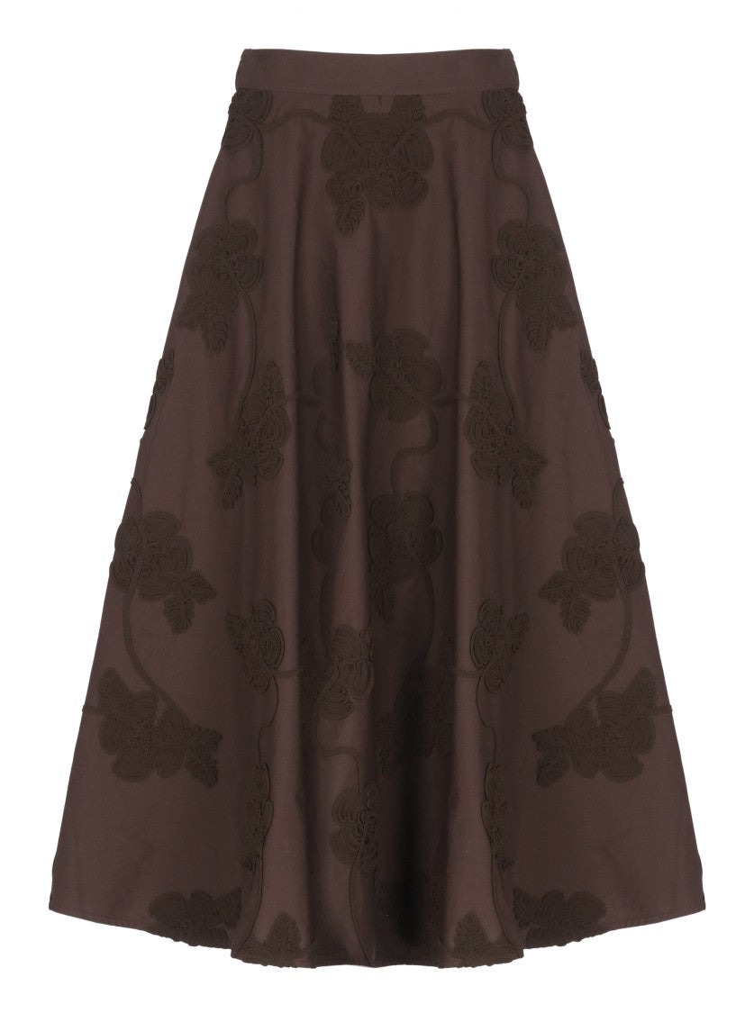 Rotate Flared Floral Maxi Skirt With Side Zip Fastening