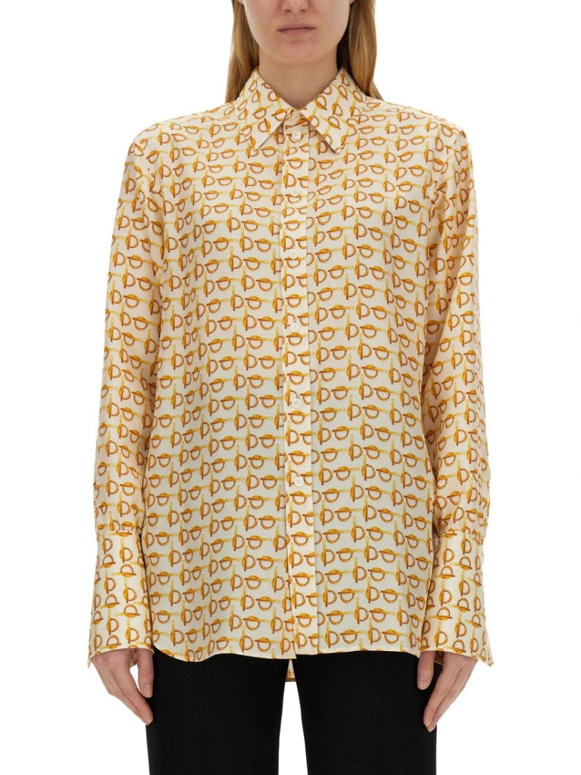 Burberry Eyeglasses Print Mulberry Silk Shirt