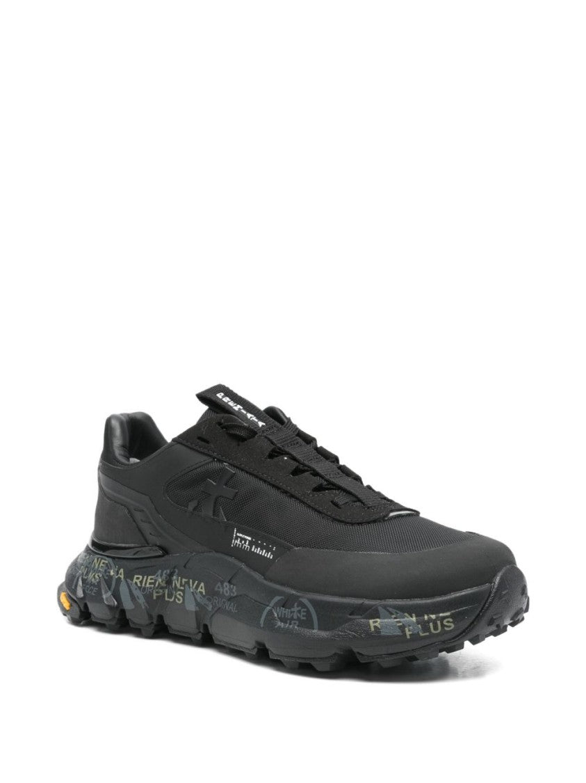 Premiata Low-Profile Black Sneakers With Textured Sole