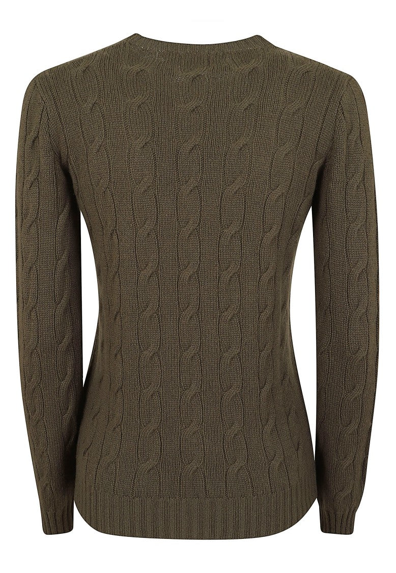 Polo Ralph Lauren Cypress Green Cable-Knit Wool Crewneck Sweater