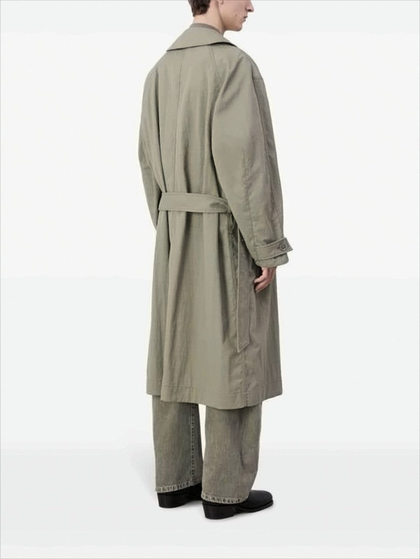 Lemaire Relaxed Oversized Trench Coat With Belted Waist And Subtle Texture