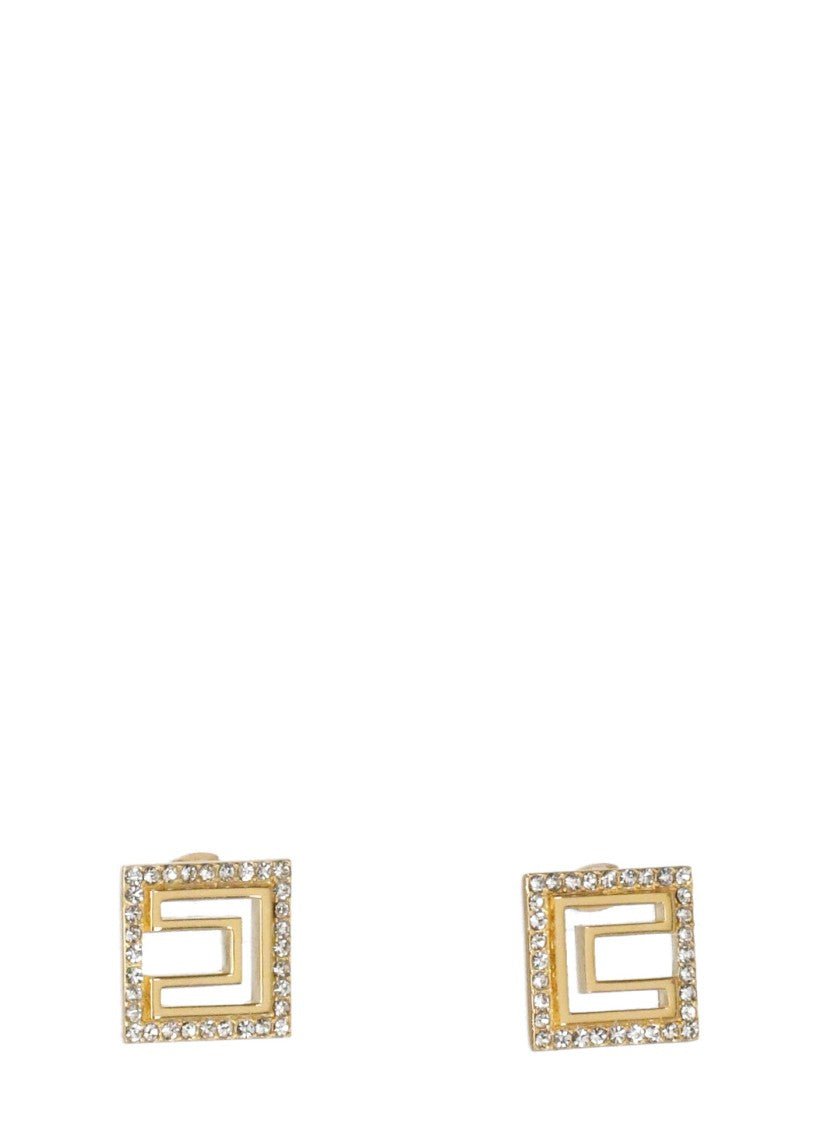 Elisabetta Franchi Square Design Gold Brass Earrings