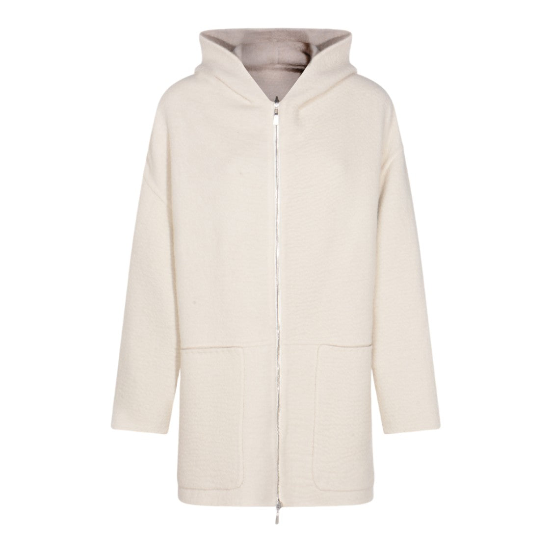 Malo Long Hooded Sweater With Front Zipper